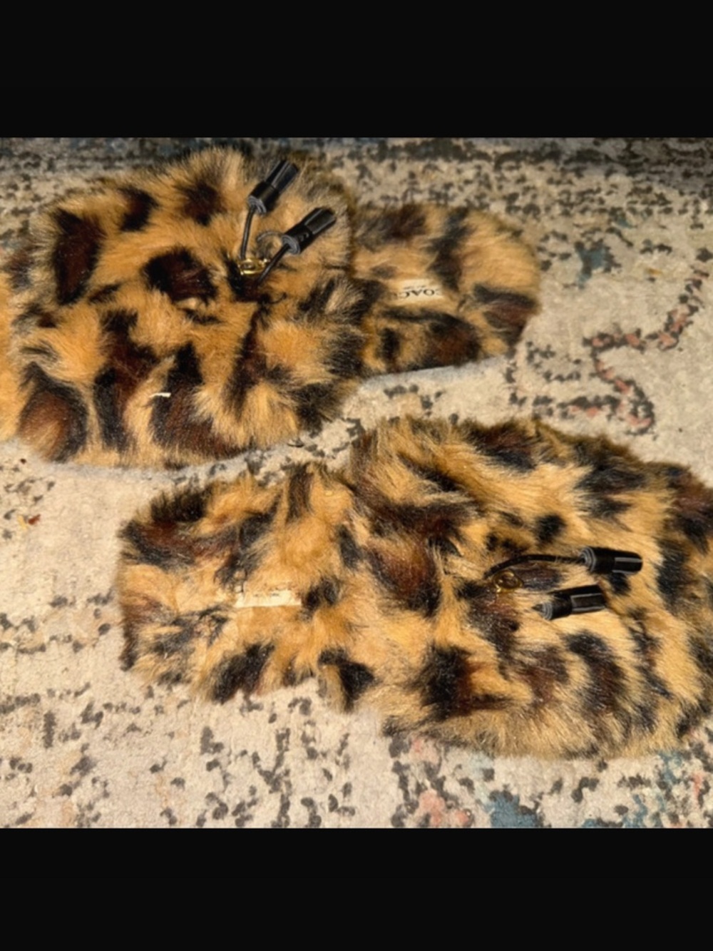 Coach Leopard Print Faux Fur Slide Slippers - Brown & Black